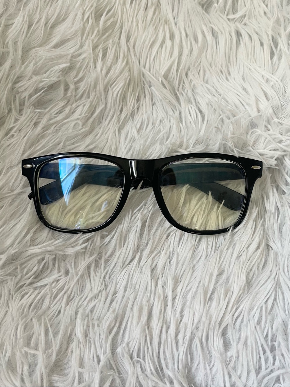 Trendy hipster black framed Blue light clear glasses